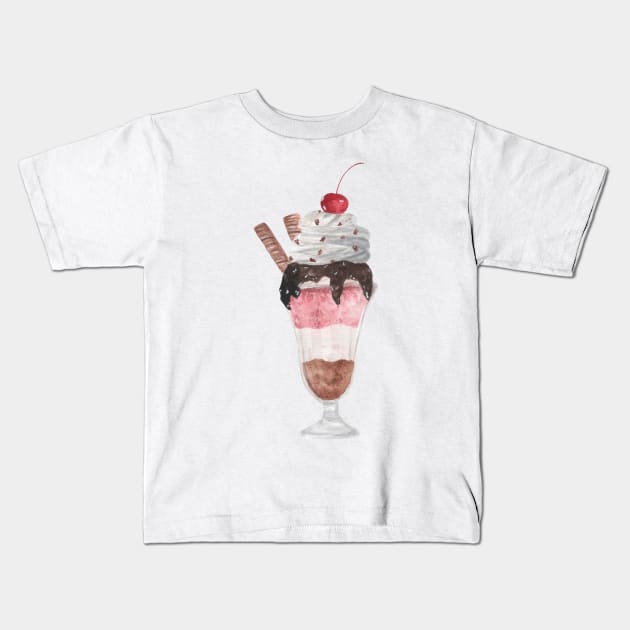 Ice cream watercolor Kids T-Shirt by GinaaArts